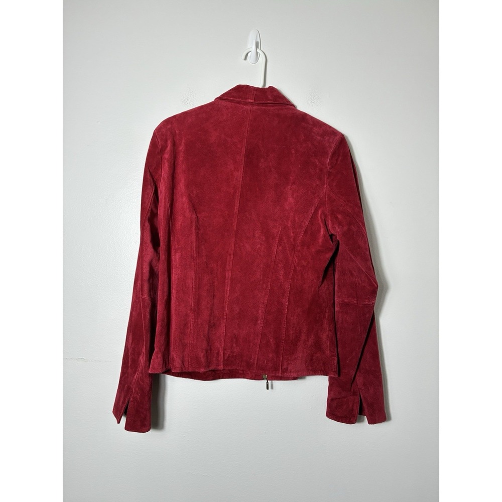 Vintage 90S ColdWater Creek 100% Suede Leather Full Zip Jacket Red Sz M Western - Picture 5 of 7